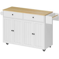 KÜCHENINSEL rollbar mit 2 Schubladen und 2 Schränken MDF Weiß - Weiß, Holz (43/89/147cm) - Beauniv