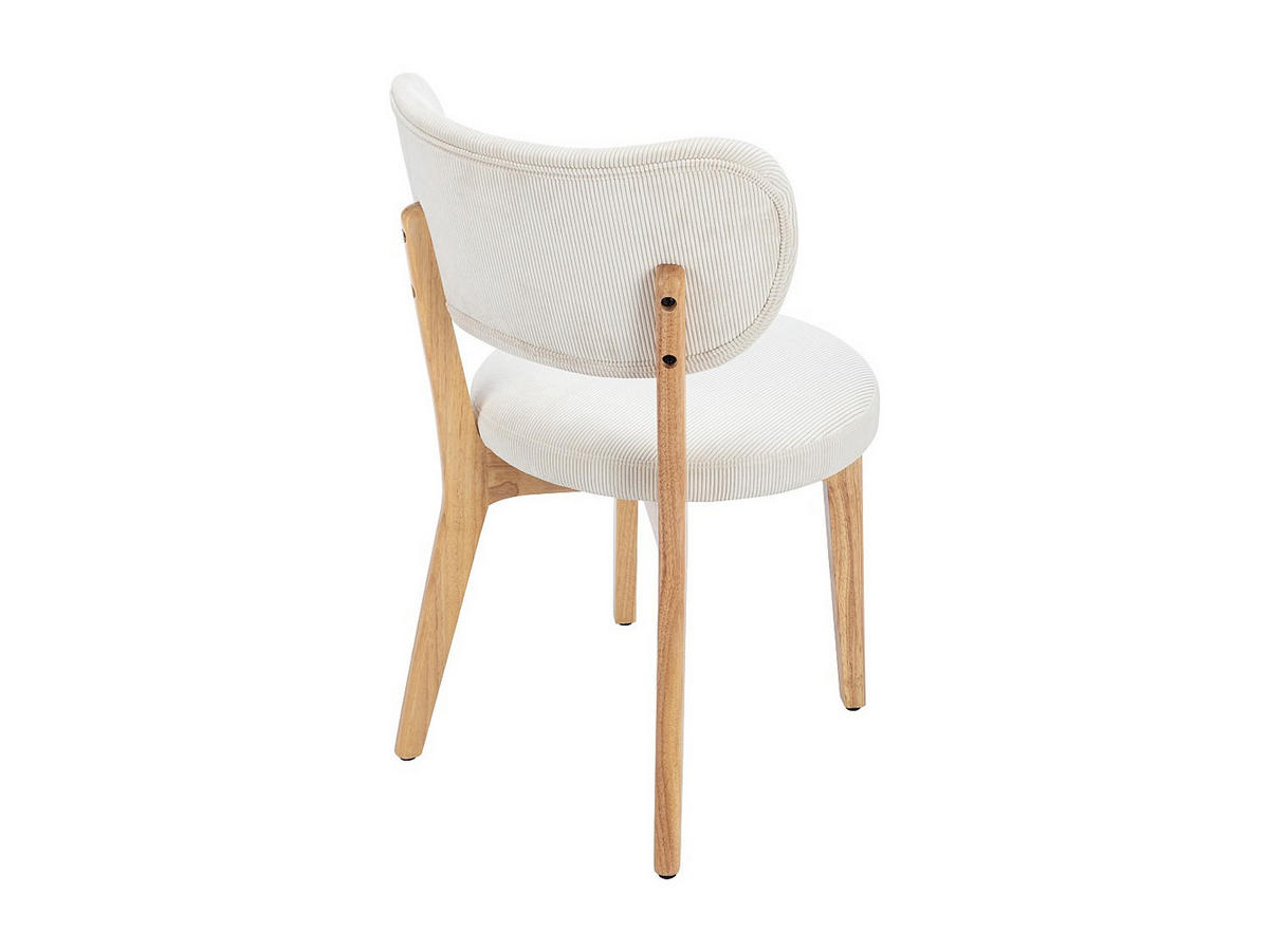 STUHL 6er-Set - Cord & Kautschukholz - Weiß - TORIEL - Weiß, Holz (57/82.5/51cm) - Vente-Unique