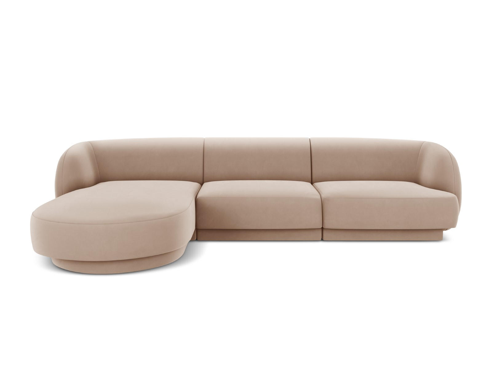 ECKSOFA links Miley aus Samt cappuccino 4 Sitzplätze - Cappuccino, Textil (156/255cm) - Micadoni