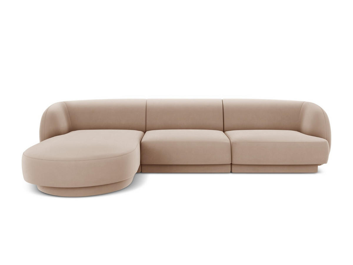 ECKSOFA links Miley aus Samt cappuccino 4 Sitzplätze - Cappuccino, Textil (156/255cm) - Micadoni