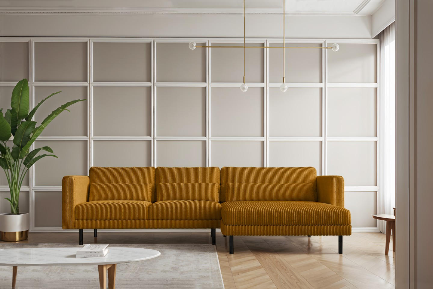 ECKSOFA L-form Dani Stoff Poso Senffarbe Rechts - Gelb, Holz (281/174cm) - Kaiser Möbel