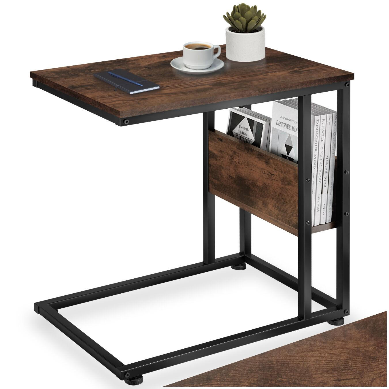BEISTELLTISCH Wigan,55 x 36,5 x 60 cm,Industrial Holz dunkel, rustikal - Rostfarben, Holz (55/36.5/60cm) - tectake
