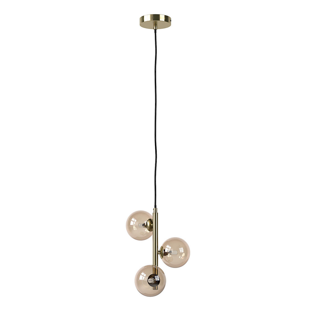 PENDELLEUCHTE - Metall / Glas - 3-flammig - Goldfarben/Bernsteinfarben, Glas/Metall (23/25/150cm) - home24