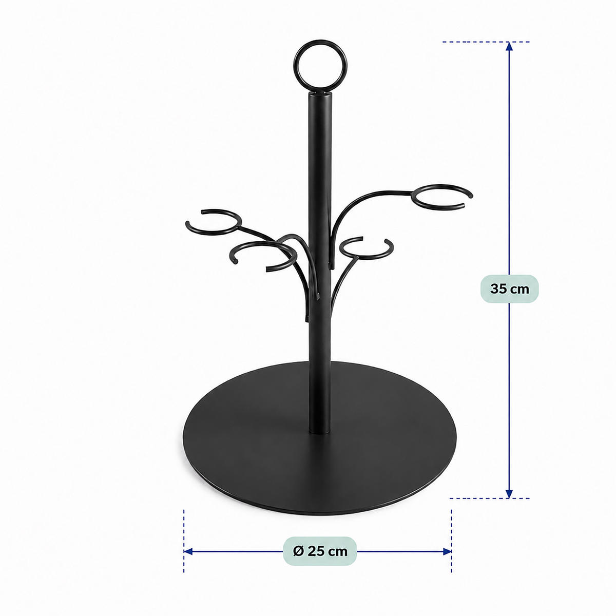 STALAK Crni za 4 čaše čelik 35x25 cm - crna, metal (35cm) - Relaxdays