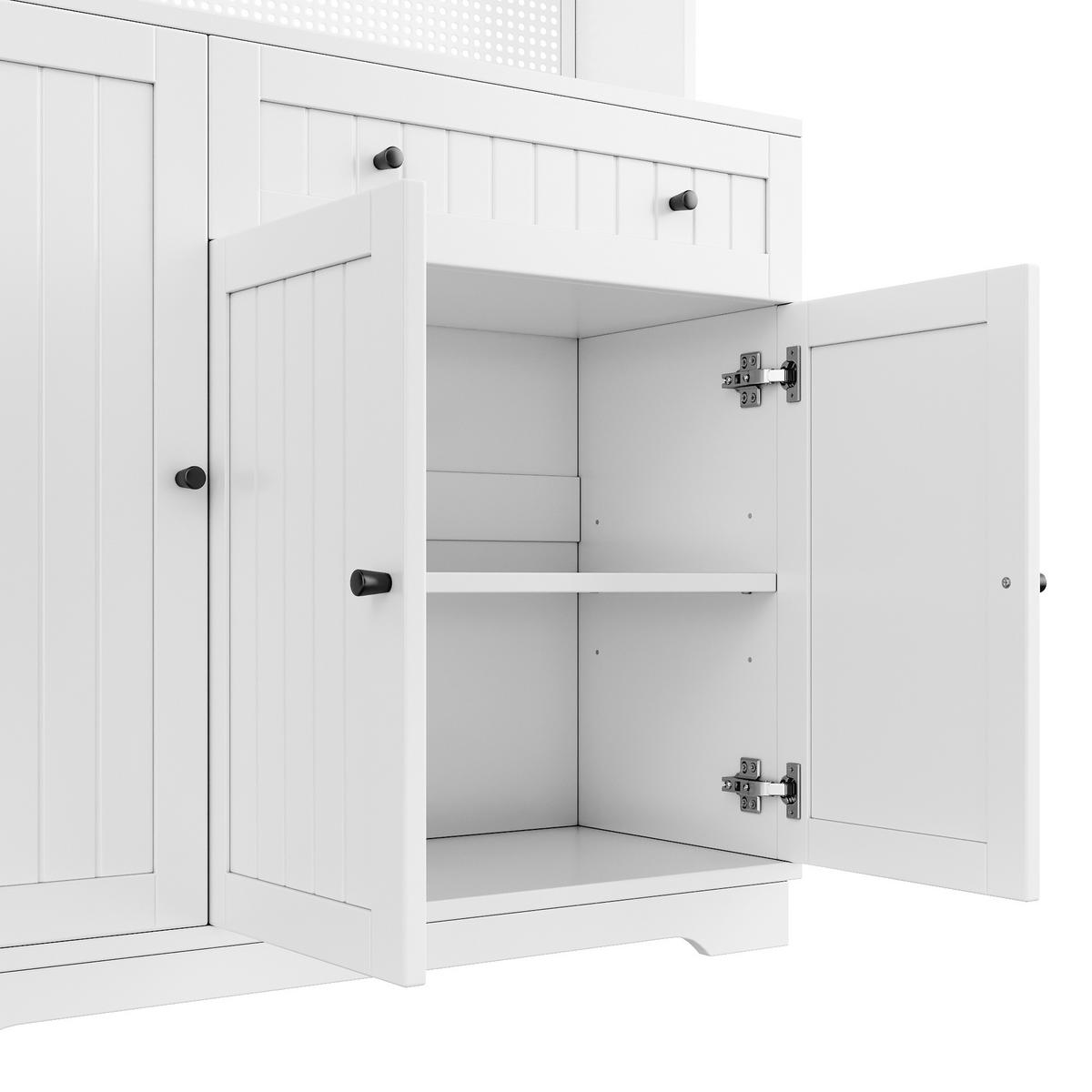 BUFFET DE-38770 103,5/40/180 cm Lochblech und 6 Vitrinenfächer Weiß - Weiß, Holzwerkstoff (103.5/180/40cm) - ComfortXL