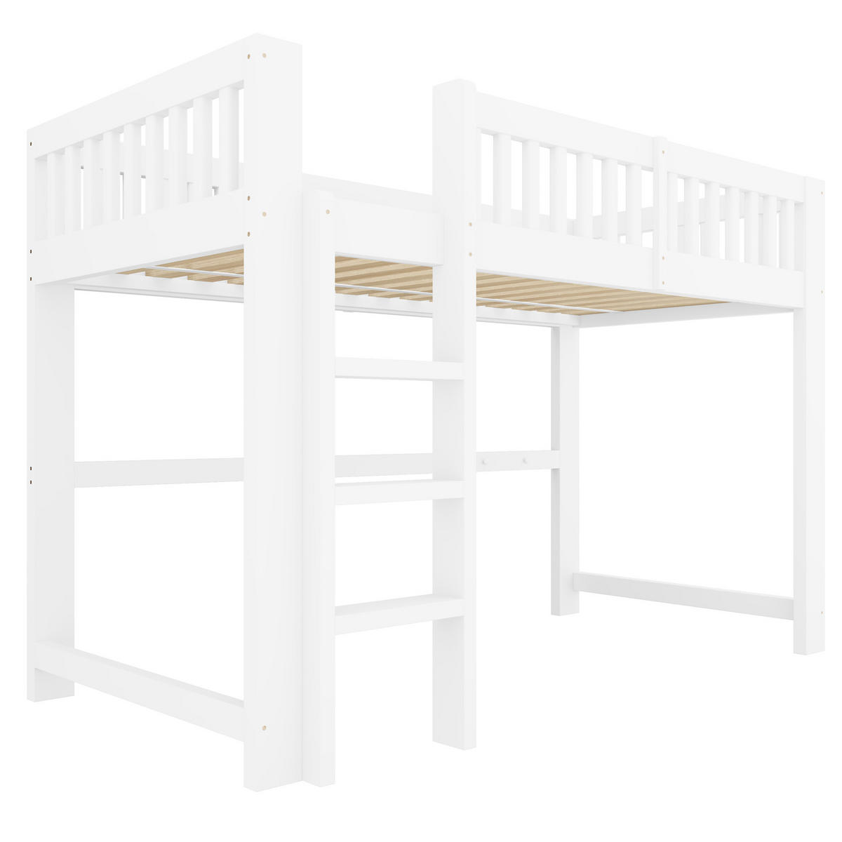 ETAGENBETT 90/200 cm Hochbett und Einzelbett, DE-41582, in Weiß - Weiß, Holzwerkstoff (90/200cm) - ComfortXL