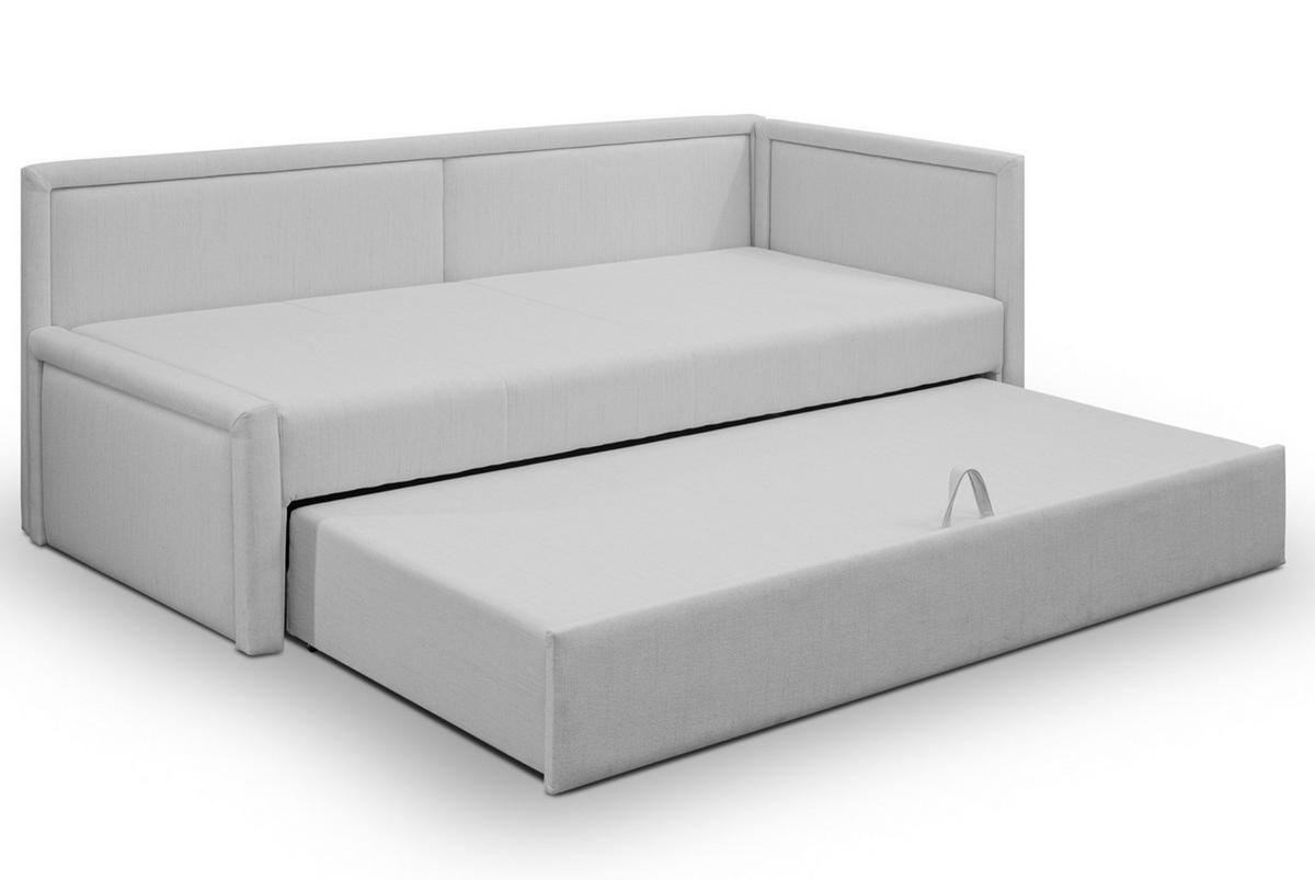JUGENDBETT Caprili Hellgrau ausziehbar für 2 Personen - Hellgrau/Schwarz, Holz/Textil (82/189cm) - Selsey