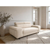 2,5-SITZER Vaasa Chenille Beige klappb. Kopfstützen 198/100/81 cm - Sahara, Kunststoff/Textil (198/81/70cm) - foamnova