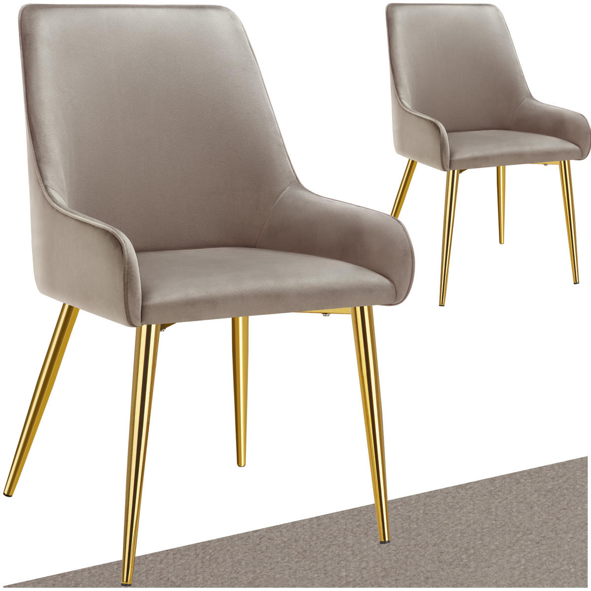 POLSTERSTUHL 2er Set Avane 52 x 61 x 89 cm taupe - Taupe, Textil (52/89/61cm) - tectake