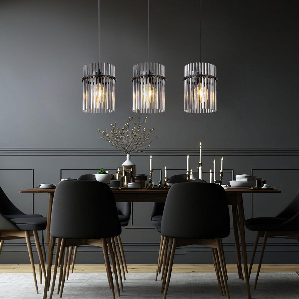 LED HÄNGELEUCHTE Gorley Metall Schwarz - Schwarz, Glas (80/20/140cm) - Globo Lighting