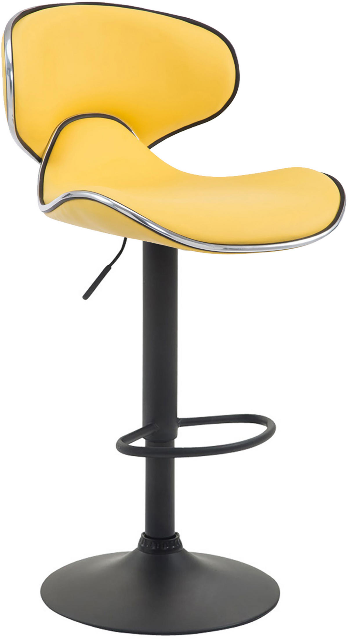 BARHOCKER 2er Set Las-Mallorcas Kunstleder schwarz gelb - Gelb/Schwarz, Kunststoff/Metall (46/108/49cm) - TPFLiving