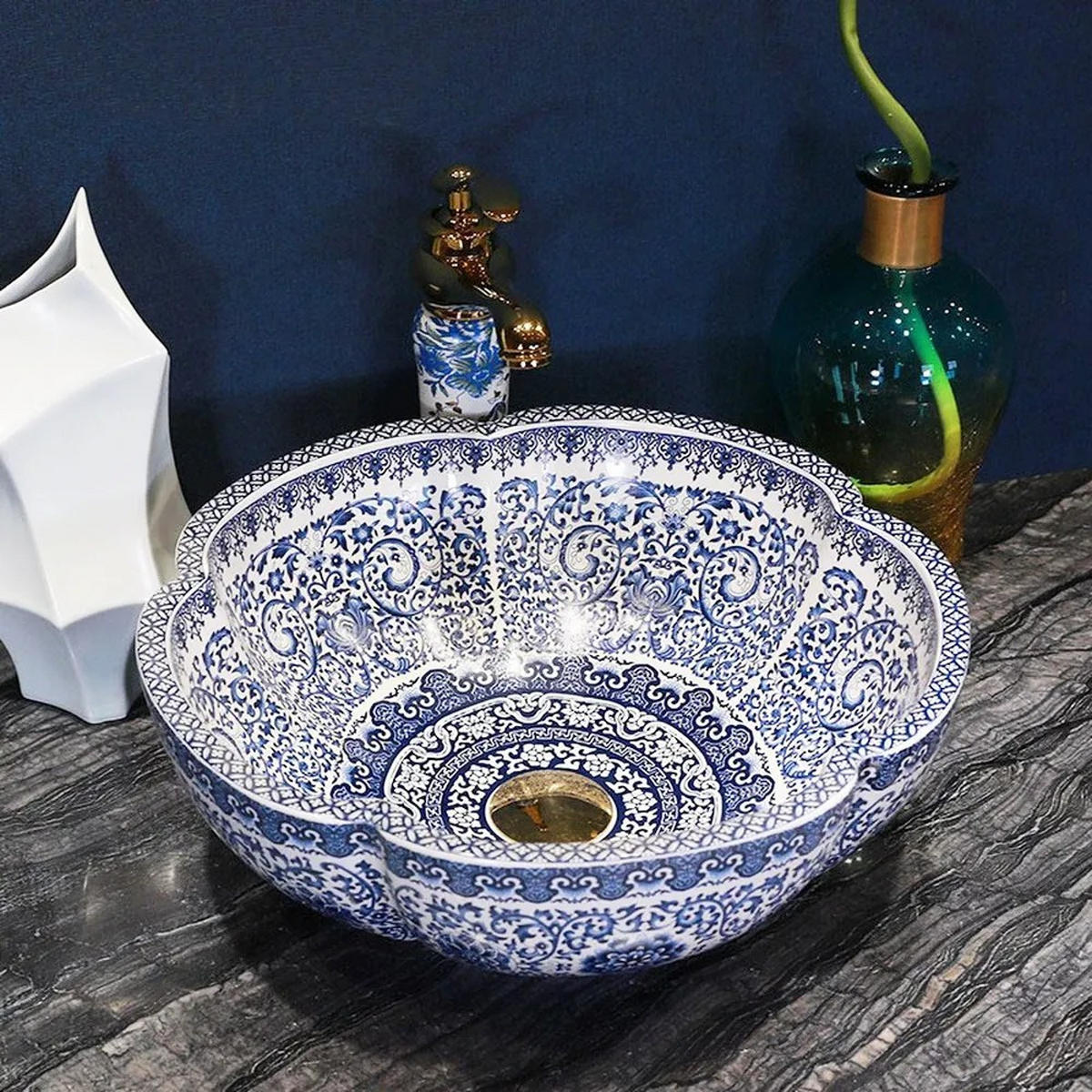 AUFSATZWASCHBECKEN Rea Vivien - Blau, Keramik (42.5/15/42.5cm) - REA