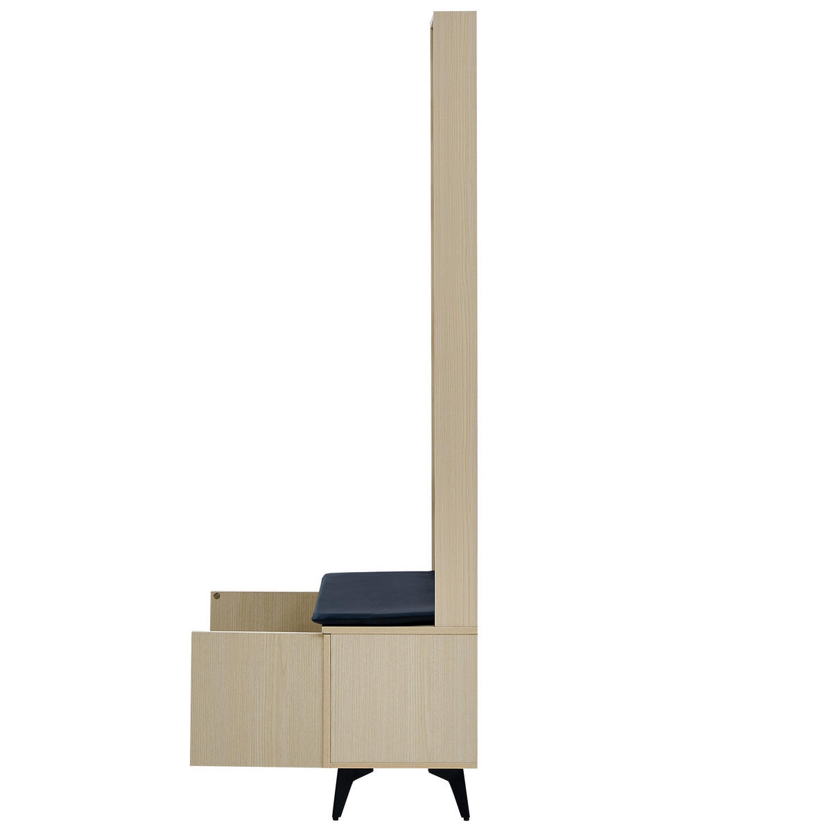 GARDEROBE Sitzbank Kleiderhaken 4 Haken Stahl Schwarz Flur Modern - Naturfarben, Holzwerkstoff (60/179.5/35cm) - FLIEKS