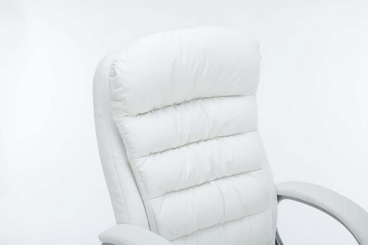 CHEFSESSEL Lederlook weiß - Chromfarben/Weiß, Textil/Metall (68/116/77cm) - CLP