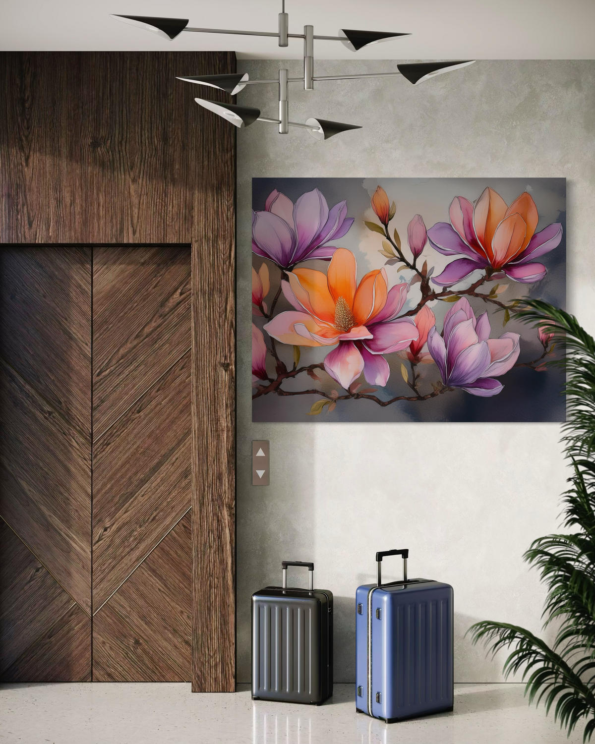 WANDBILD blume abstraktion aquarell - Multicolor, Textil (60/40cm) - Feeby