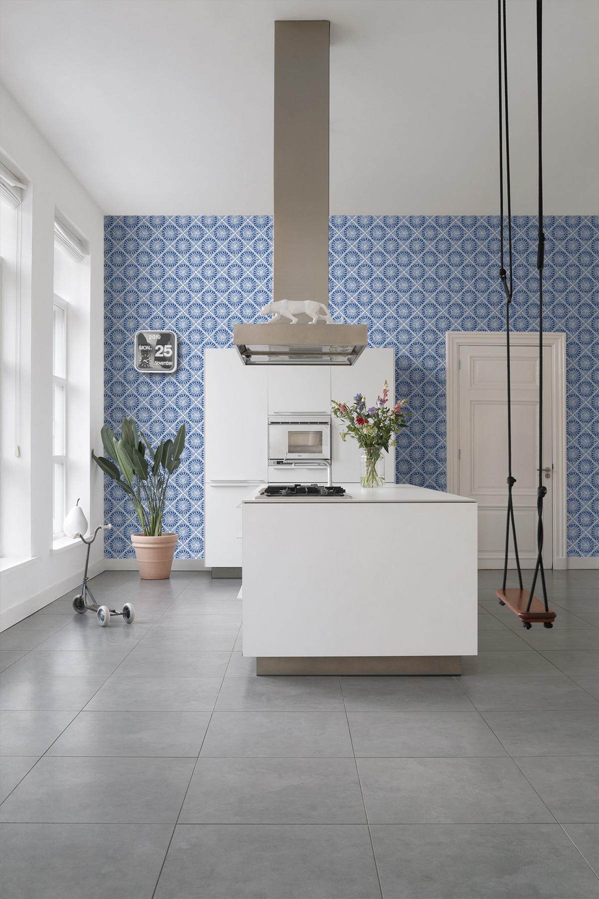 TAPETE Fliesenmuster 53 cm x 10.05 m - Blau, Papier (53/1000cm) - ESTAhome