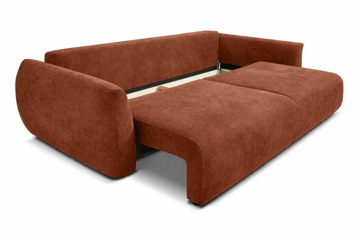 SOFA Mit Schlaffunktion Und Bettkasten, Veloursstoff Salvador, Dunkelbraun, Zephira - Dunkelbraun, Holz (238/87/102cm) - Kaiser Möbel