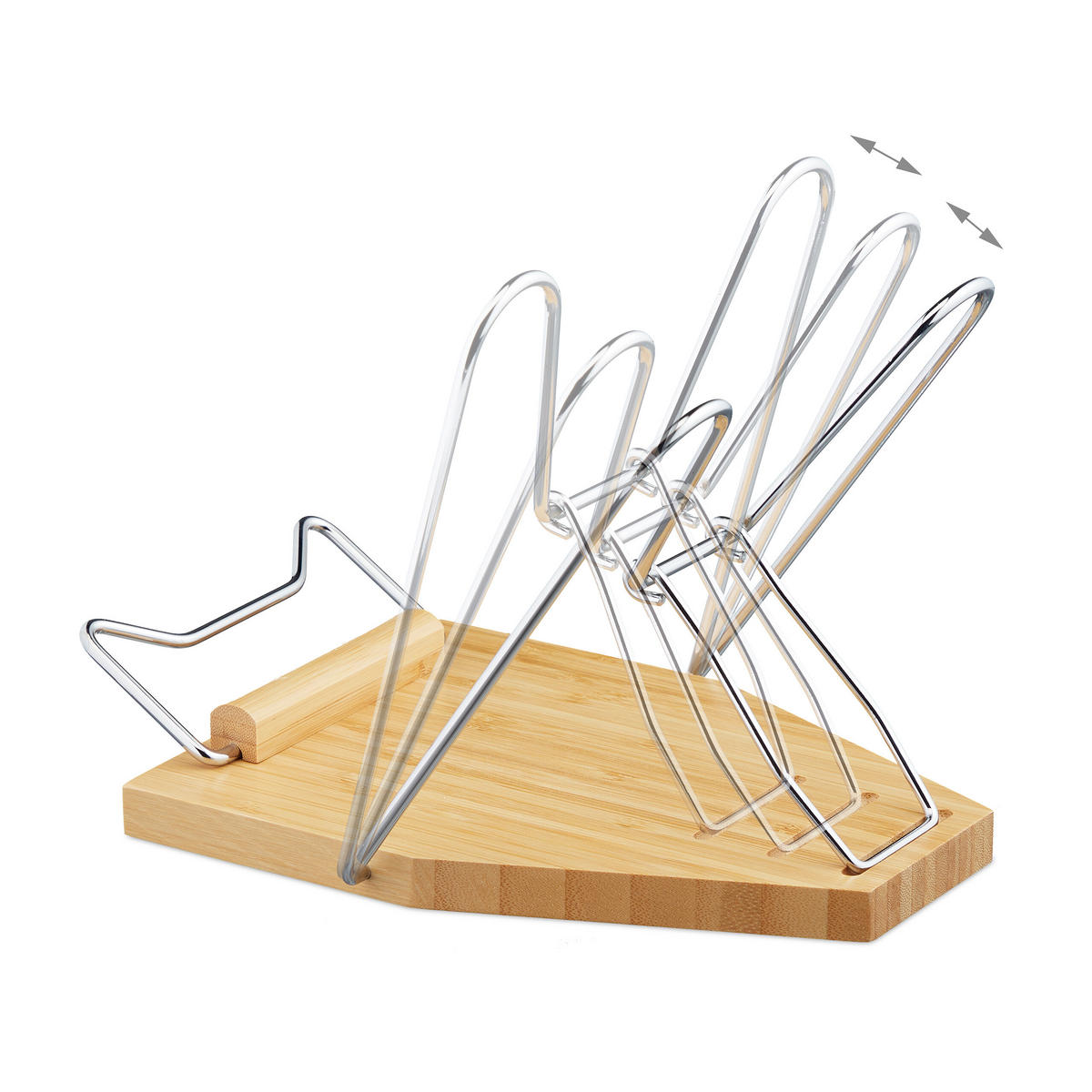 STOJAN na knihy - svetlohnedá, kov/drevo (19.5/20.5/23.5cm) - Relaxdays