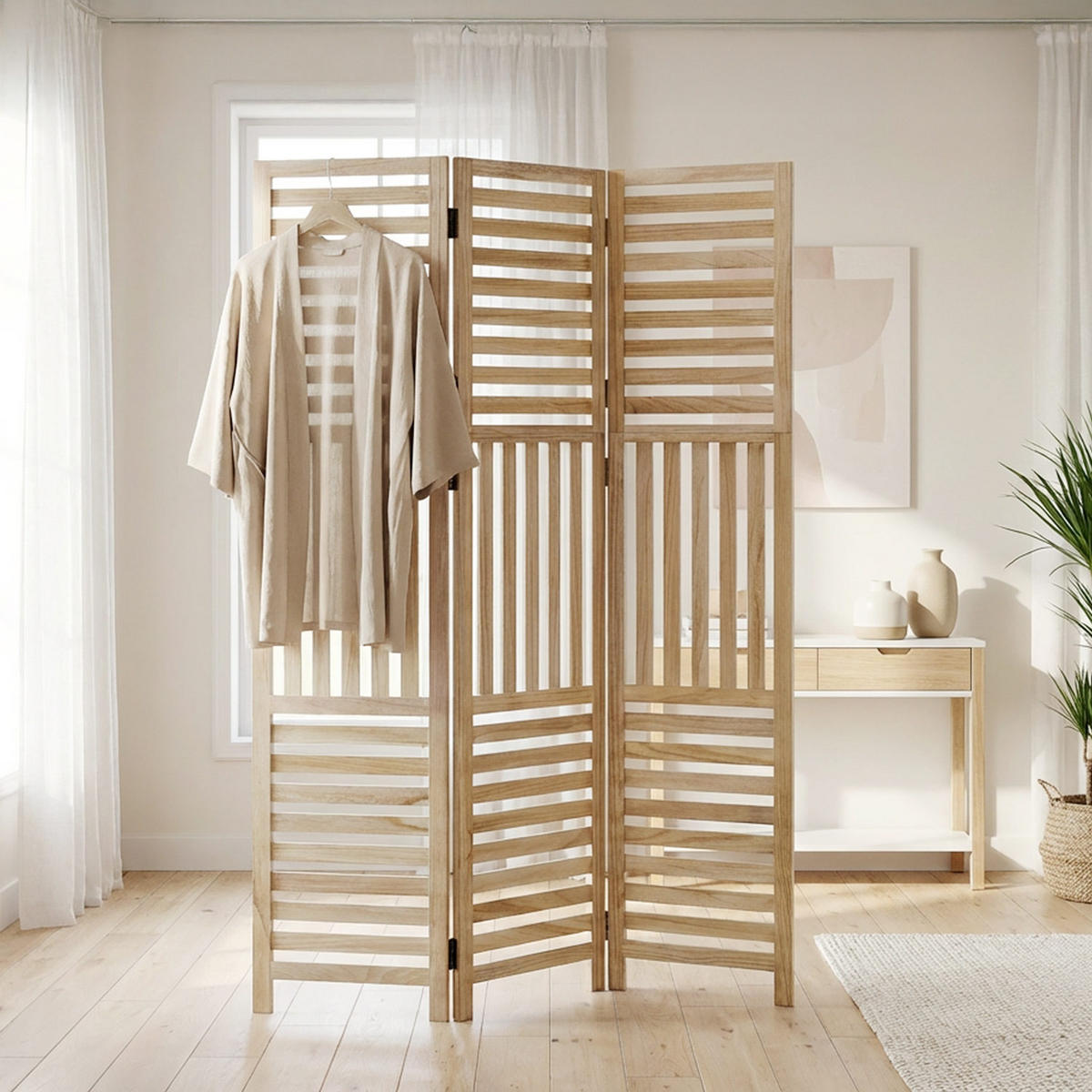 PARAVENT 120/170 cm Natur Holz - Beige, Holz (120/170/2cm) - Homestyle4u