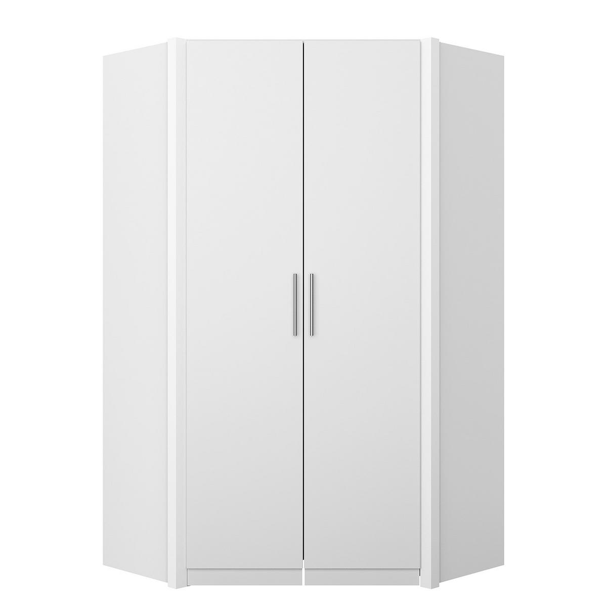 ECKSCHRANK mit Ausgleichsleisten - Weiß, Holzwerkstoff (121/210/121cm) - home24