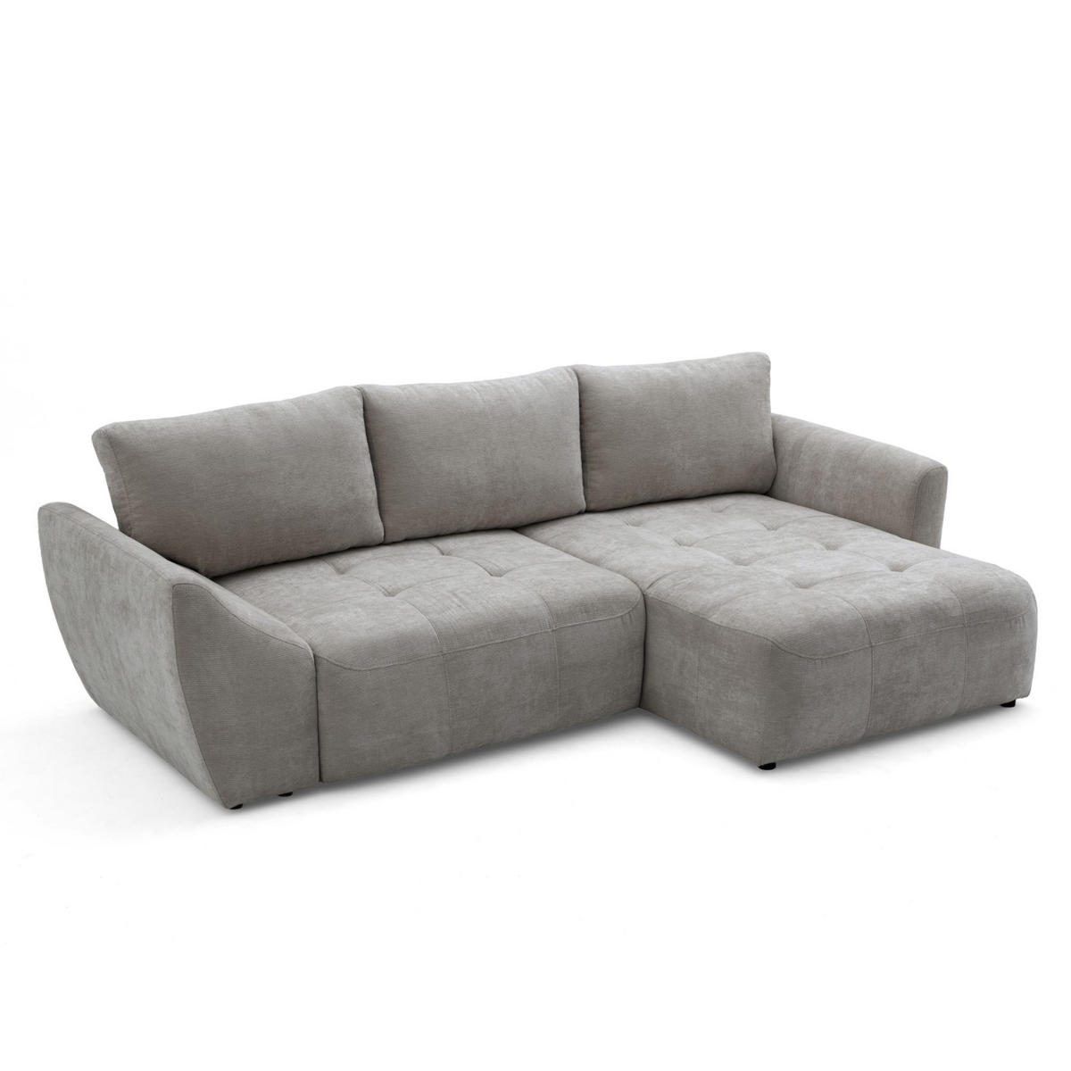 ECKSOFA NICE L Rechts mit Schlaffunktion 137x204 Chenille Grau - Schwarz/Grau, Holz/Textil (165/260cm) - Muffo