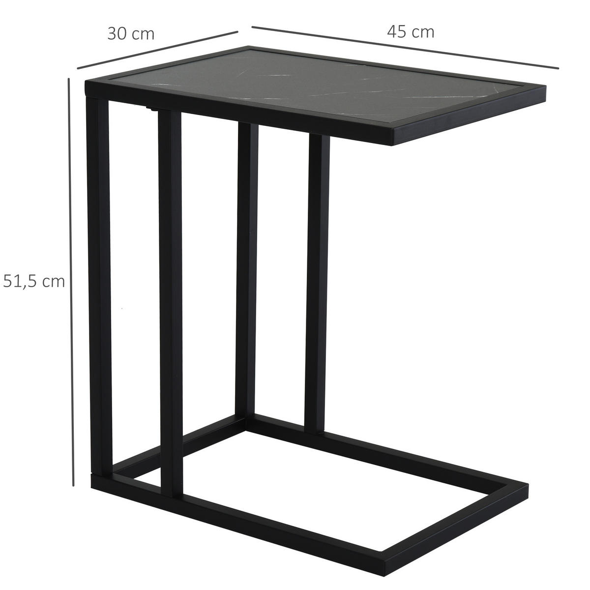 BEISTELLTISCH - Schwarz, Holzwerkstoff (45/30/51.5cm) - HOMCOM