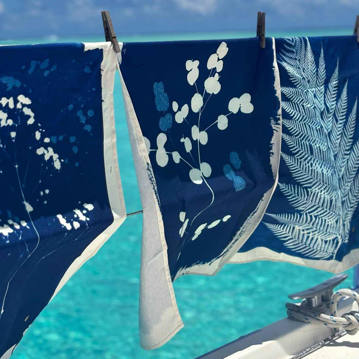 KÜCHENTUCH Eucalyptus blau 50 x 70 cm - Blau, Textil (70/50cm)