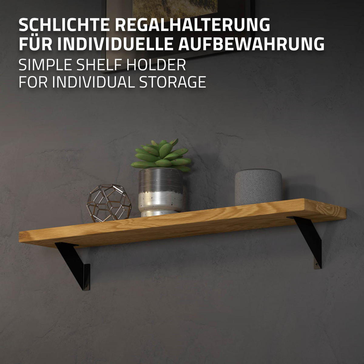 REGALHALTERUNG - Schwarz, Metall (10/3/10cm) - ML-DESIGN