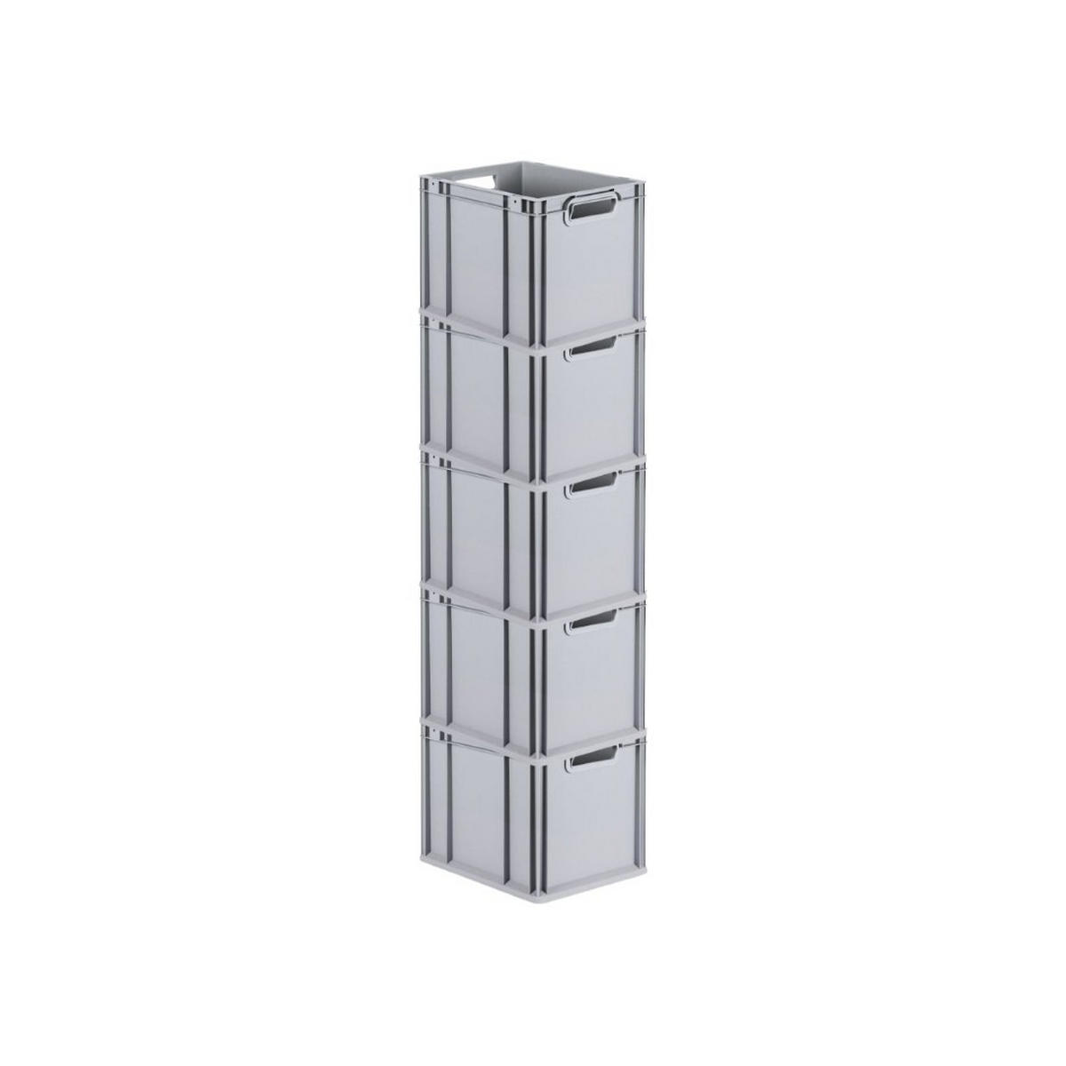 EUROBOX 5x Nextgen Economy Mit Scharnierdeckel Grau/GrünGriffe Offen 30 Liter - Grün, Kunststoff (30/32/40cm) - PROREGAL