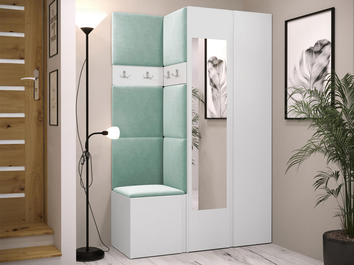 GARDEROBEN-SET Orion XXVI - Weiß/Mintgrün, Holzwerkstoff/Kunststoff (116/186/46cm) - MIRJAN24