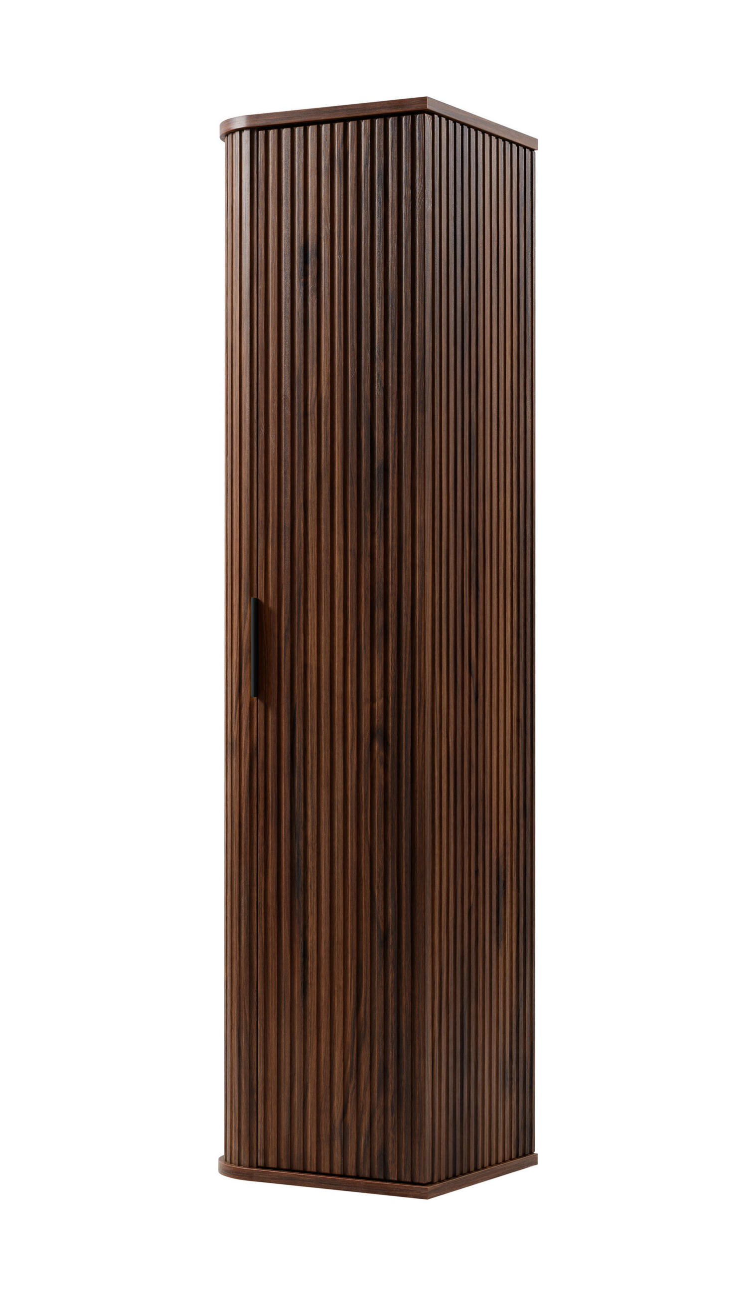 BADEZIMMERSCHRANK, Eiche-Nussbaum, Schwarzer Griff, 35,5 x 139 x 31,5 cm - Dunkelbraun/Schwarz, Holzwerkstoff/Kunststoff (35.5/139/31.5cm) - 3XE LIVING