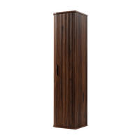 BADEZIMMERSCHRANK, Eiche-Nussbaum, Schwarzer Griff, 35,5 x 139 x 31,5 cm - Dunkelbraun/Schwarz, Holzwerkstoff/Kunststoff (35.5/139/31.5cm) - 3XE LIVING