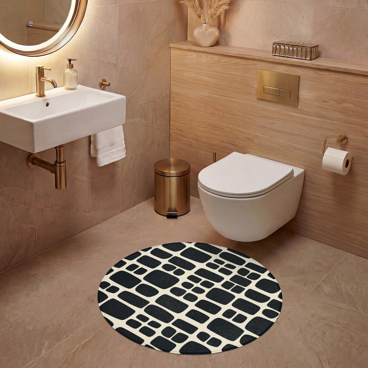 WC PŘEDLOŽKA Moderní - organické - černé 70x70 cm - antracitová, textil/plast (70/1cm) - OnlyWow