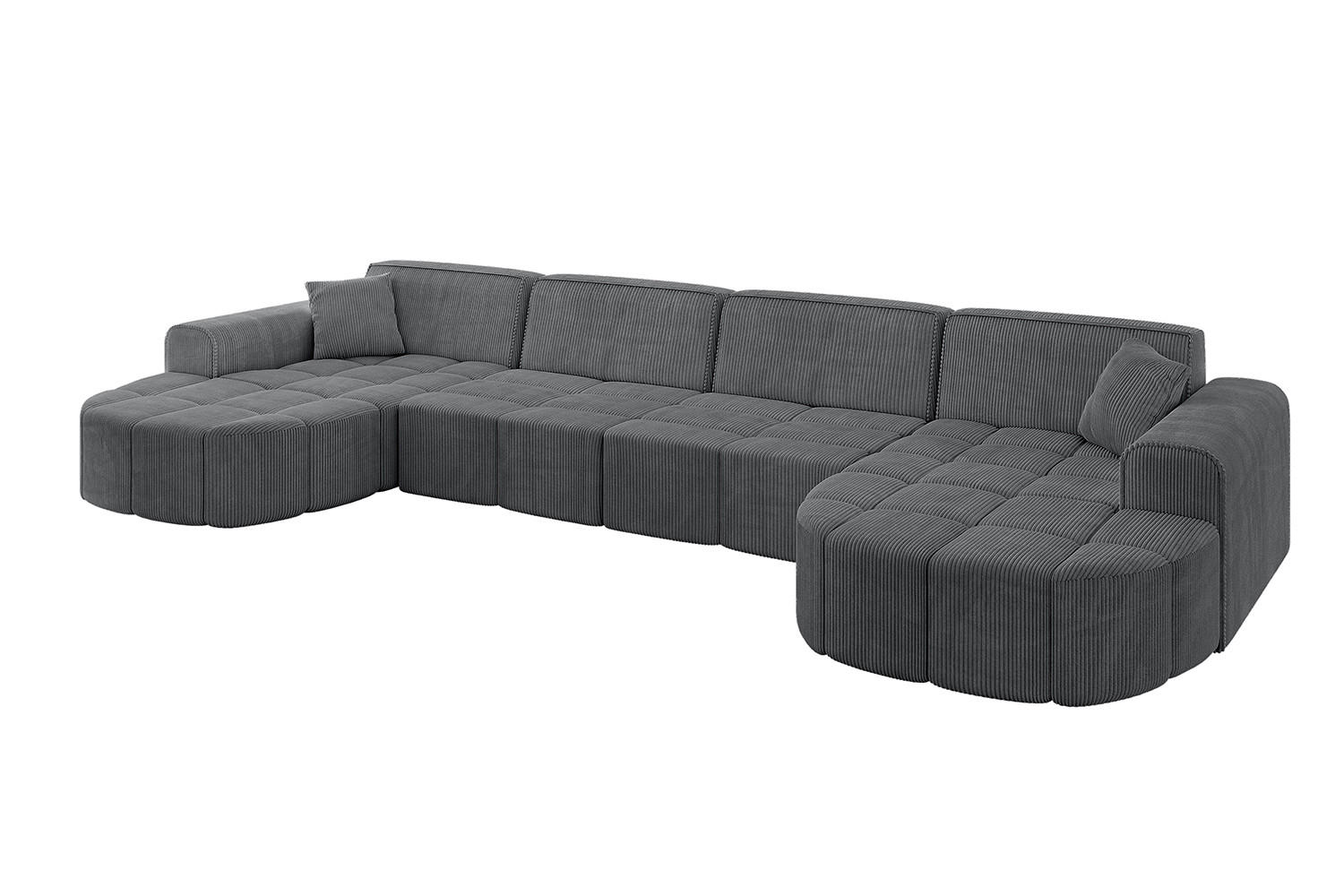WOHNLANDSCHAFT LIVO-U2 - 400x173x79,5 cm Duneklgrau - Dunkelgrau, Holzwerkstoff/Textil (400/79/173cm) - ALTDECOR