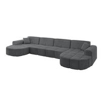 WOHNLANDSCHAFT LIVO-U2 - 400x173x79,5 cm Duneklgrau - Dunkelgrau, Holzwerkstoff/Textil (400/79/173cm) - ALTDECOR