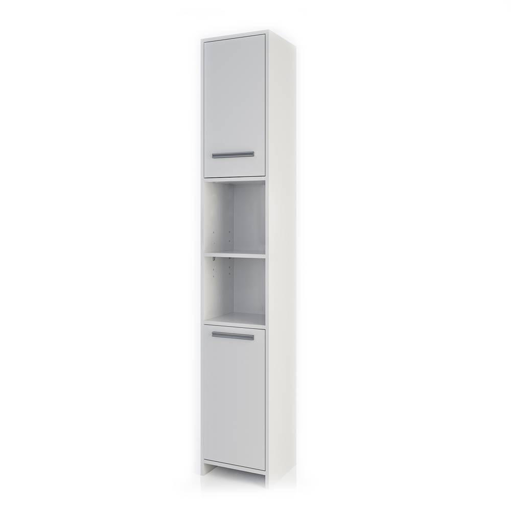BADSCHRANK Kiko Weiß 30 x 190 cm - Weiß, Holzwerkstoff (30/195/30cm) - Vicco