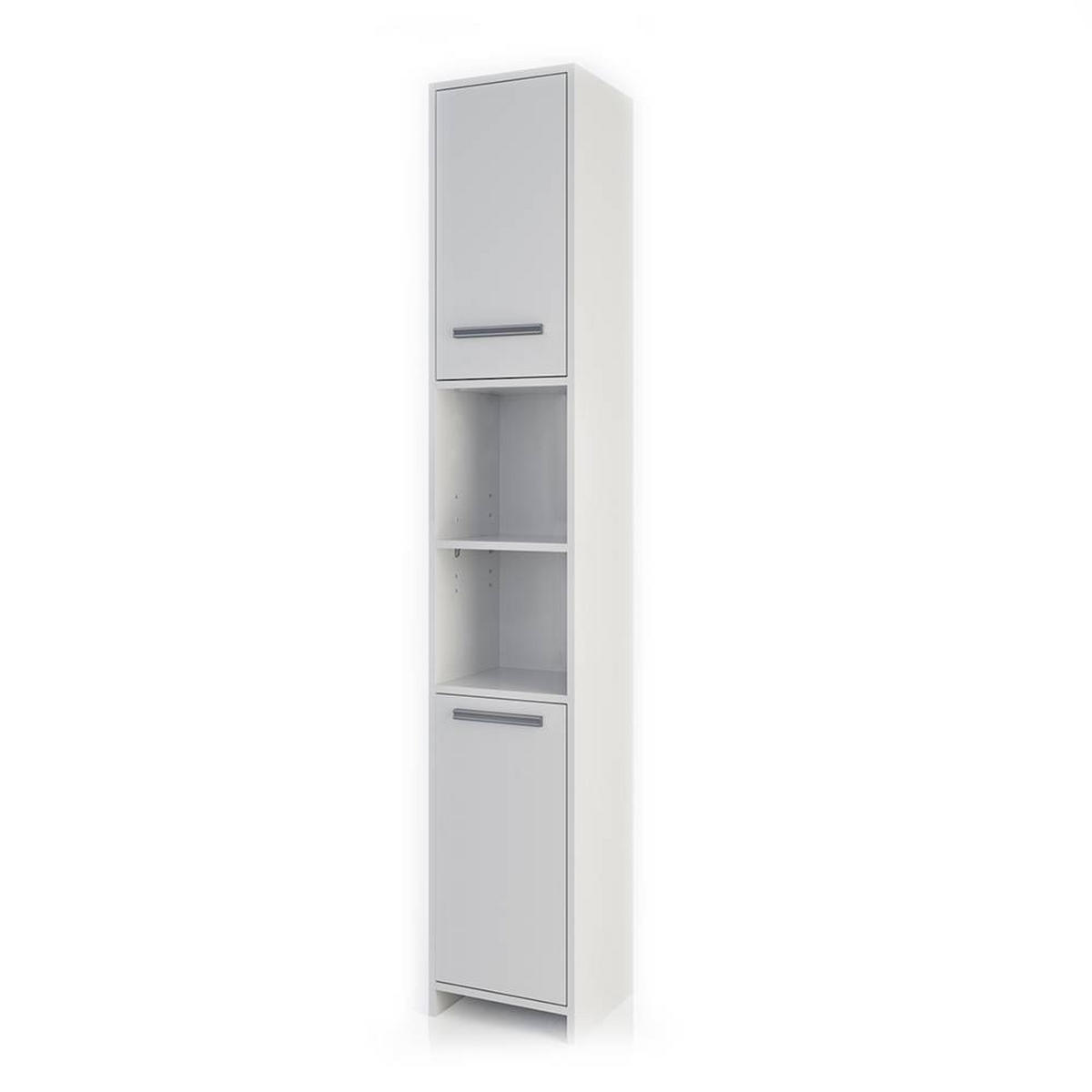 BADSCHRANK Kiko Weiß 30 x 190 cm - Weiß, Holzwerkstoff (30/190/30cm) - Vicco