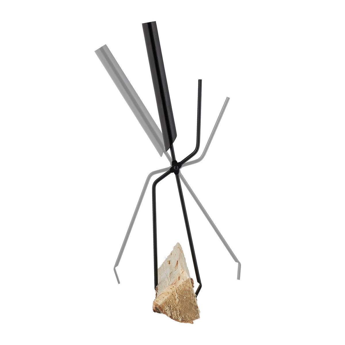 5TLG.KAMINBESTECK - Schwarz, Holz/Metall (28.5/61/16cm) - Relaxdays