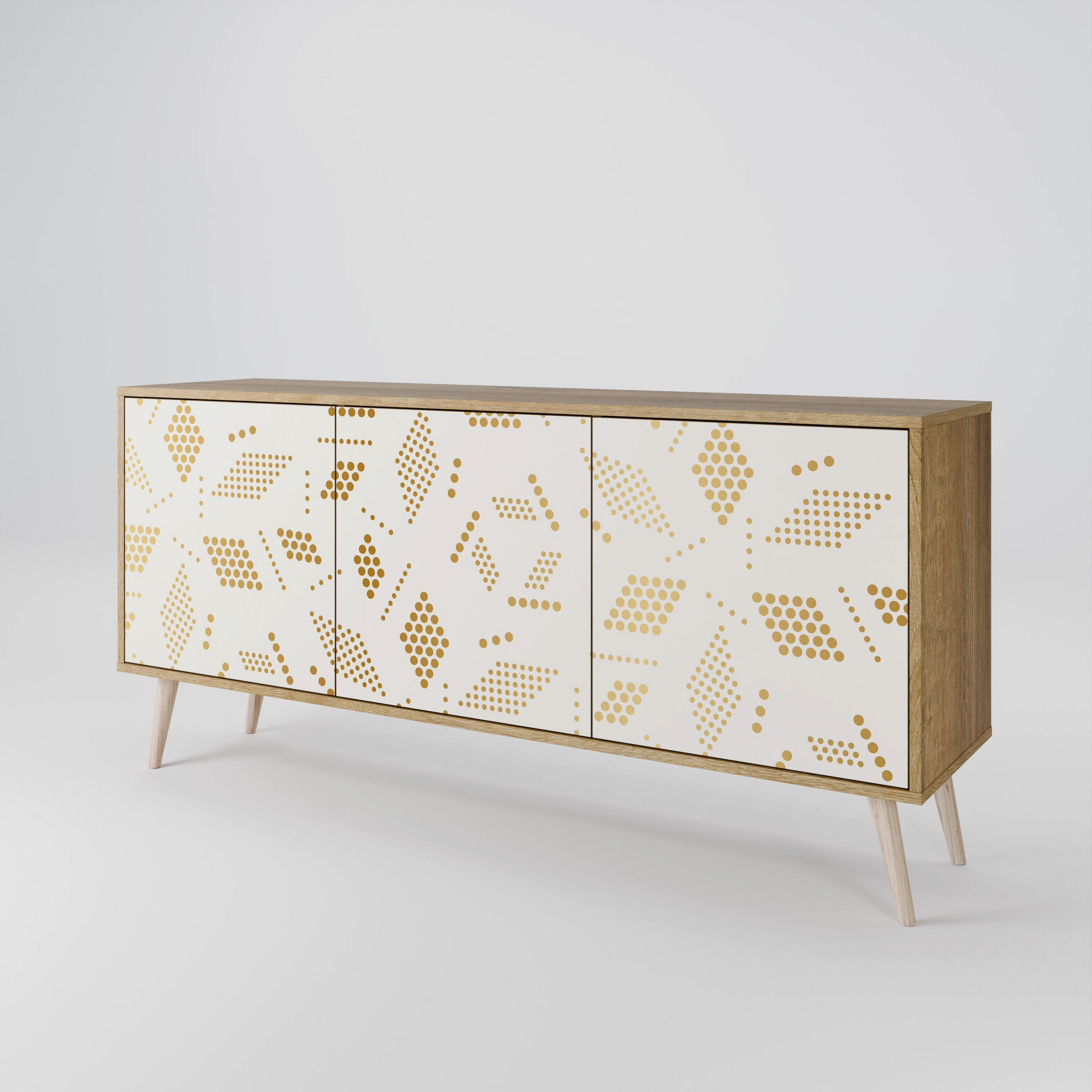 SIDEBOARD SPOTTED DAZE, Eicheneffekt, 164,5x42x77,5 cm, 3 Türen - Eichefarben/Buchefarben, Holzwerkstoff/Buchenholz (164.5/77.5/42cm) - SpaceRebels