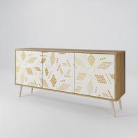 SIDEBOARD SPOTTED DAZE, Eicheneffekt, 164,5x42x77,5 cm, 3 Türen - Eichefarben/Buchefarben, Holzwerkstoff/Buchenholz (164.5/77.5/42cm) - SpaceRebels