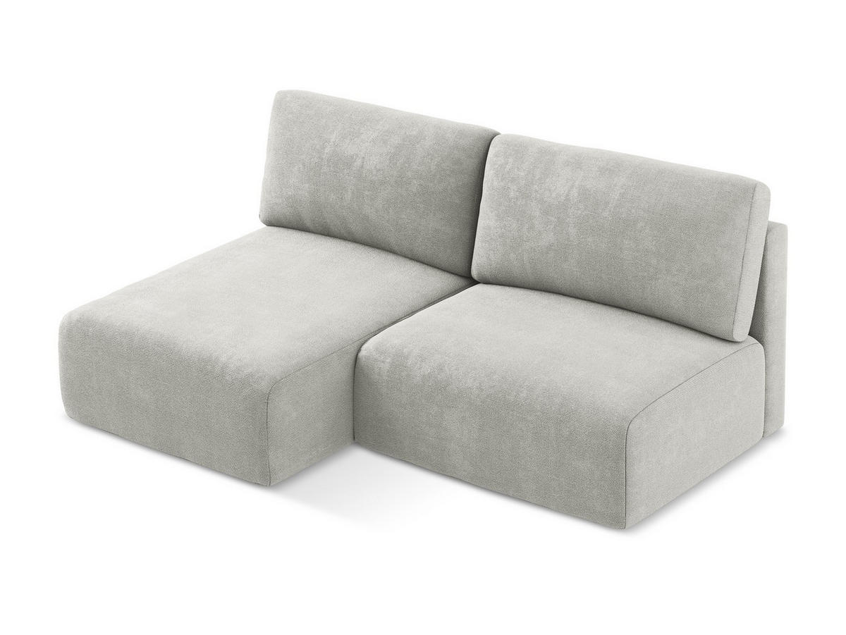 ECKSOFA mit Schlaffunktion links Chenille Stoff Grau - Hellgrau/Schwarz, Kunststoff/Textil (149/210cm) - Makamii