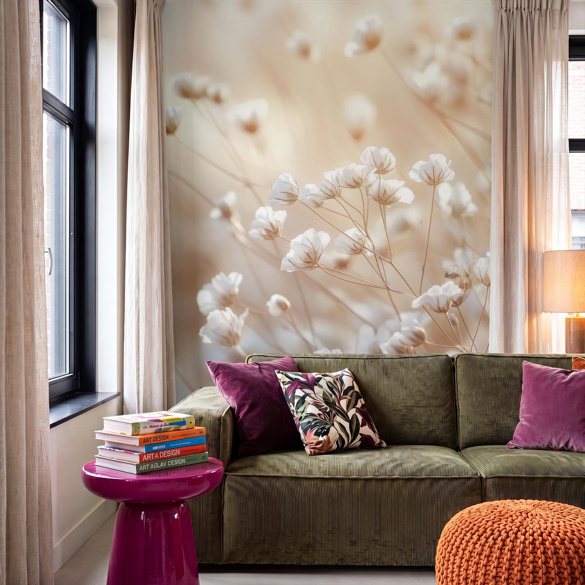 TAPETE - Wild - Blumen - Weiß - 160x240 cm - Creme, Papier (160/240cm) - OnlyWow
