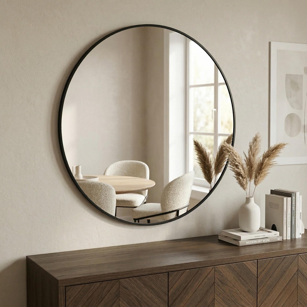 WANDSPIEGEL Mira 80 cm - Schwarz, Glas (80/80/2.5cm) - EDAXO