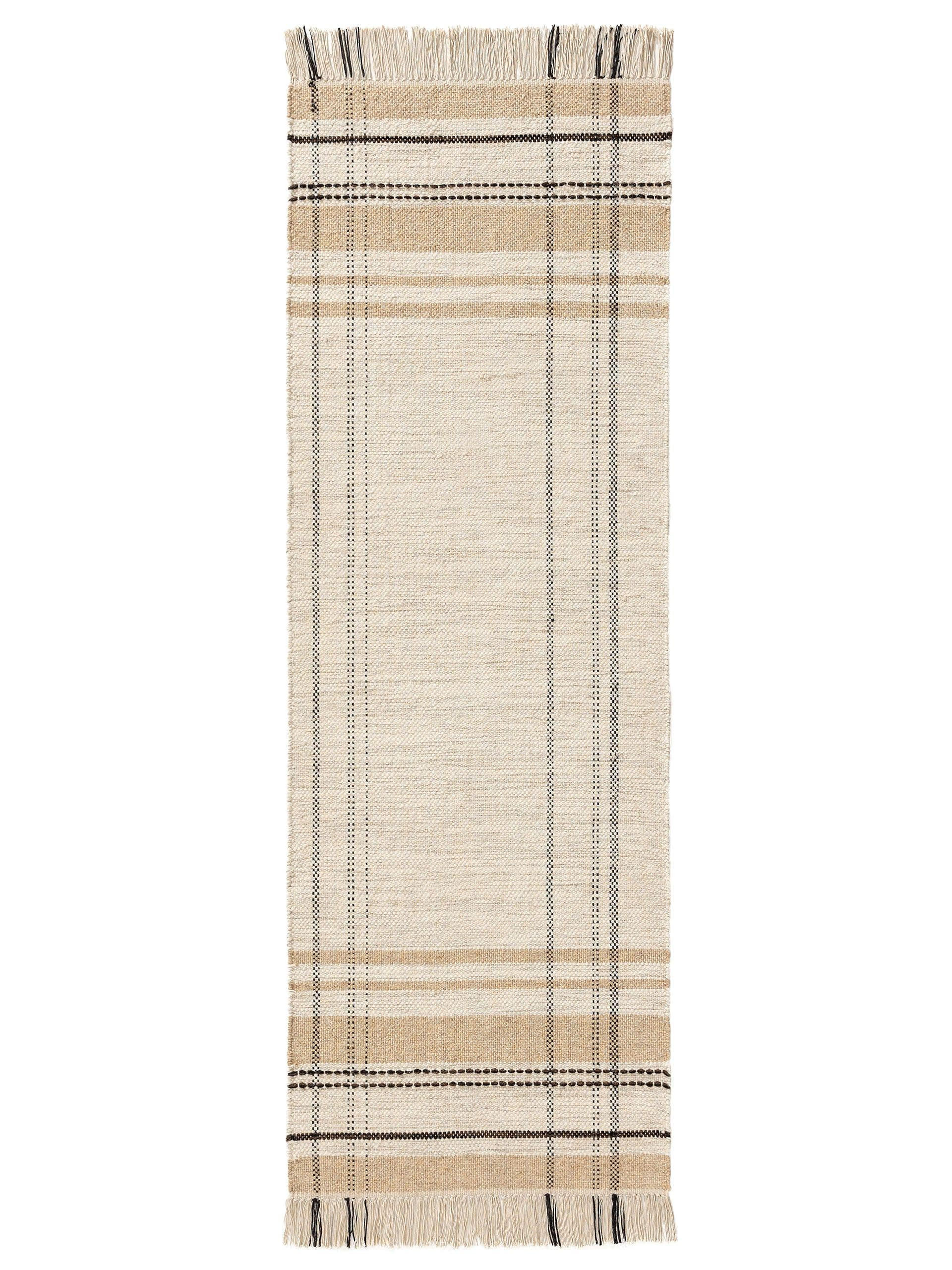 WOLLTEPPICH-LÄUFER Bahati Beige 70x200 cm - Beige, Textil (70/200cm) - benuta Pop