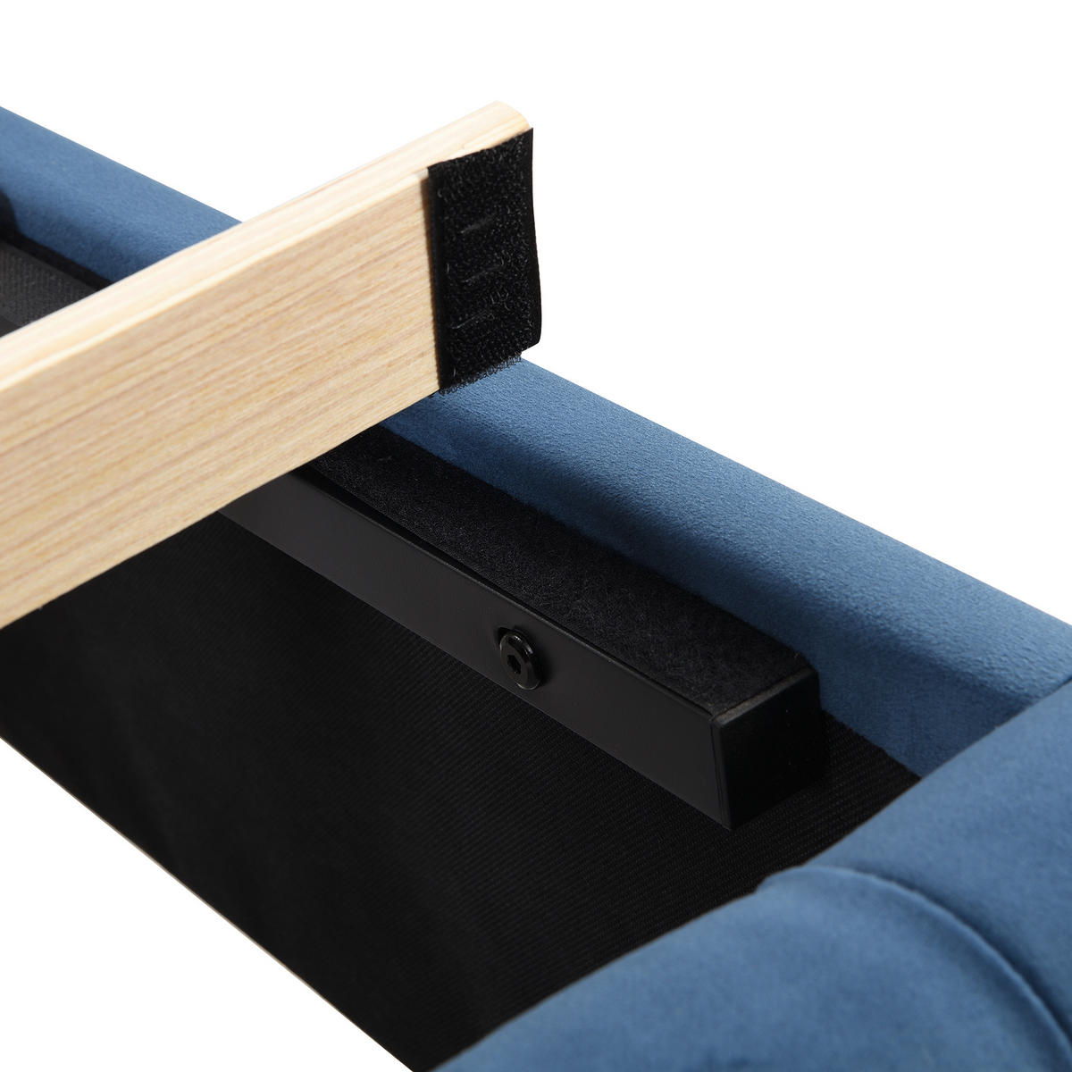 POLSTERBETT 90x200cm Blau Samt Mit Knopfpolsterung - Blau, Textil (90/200cm) - FLIEKS