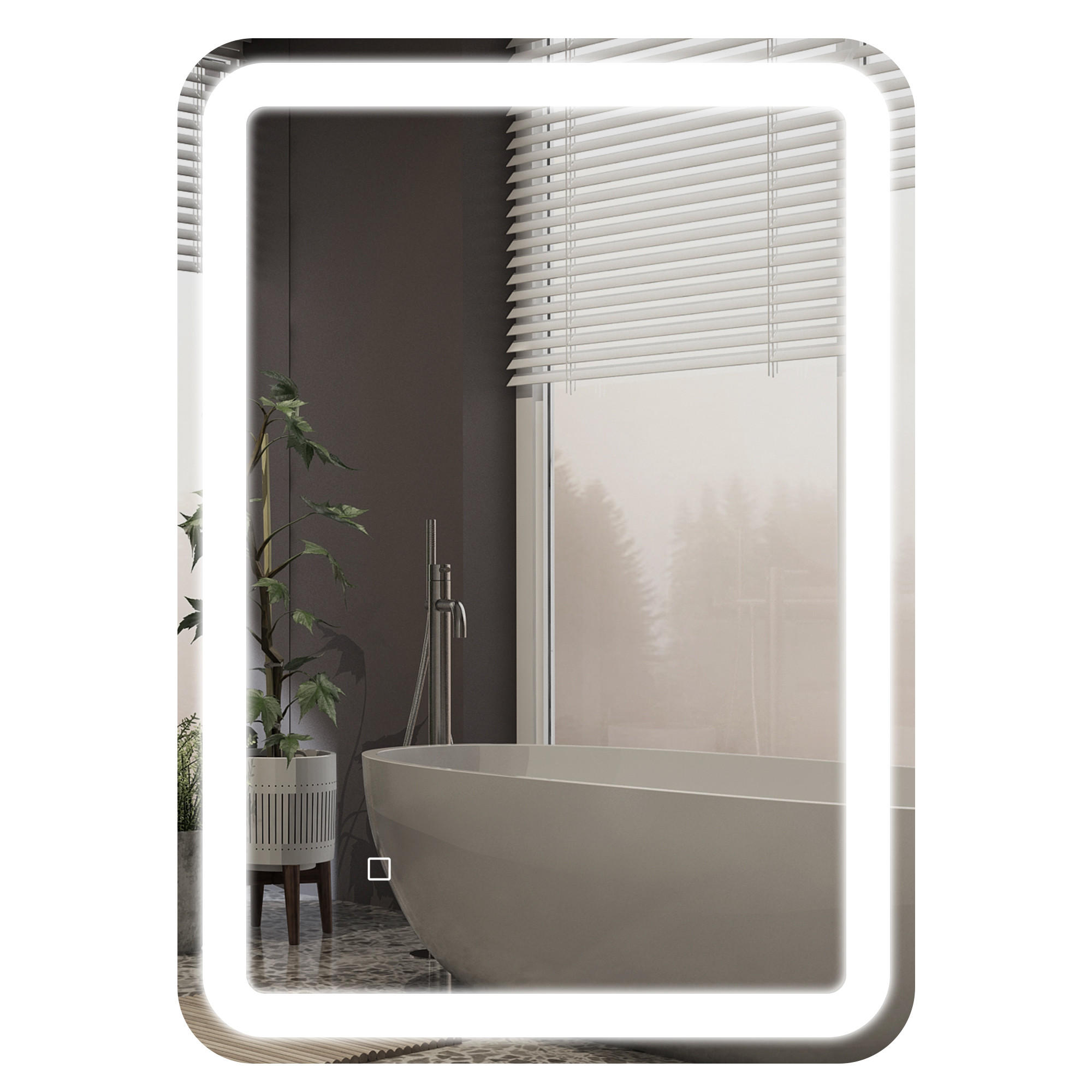BADSPIEGEL, 50 x 70 cm LED Badezimmerspiegel mit 3 Lichtfarben, Wandspiegel - Silberfarben, Glas (70/4/50cm) - HOMCOM