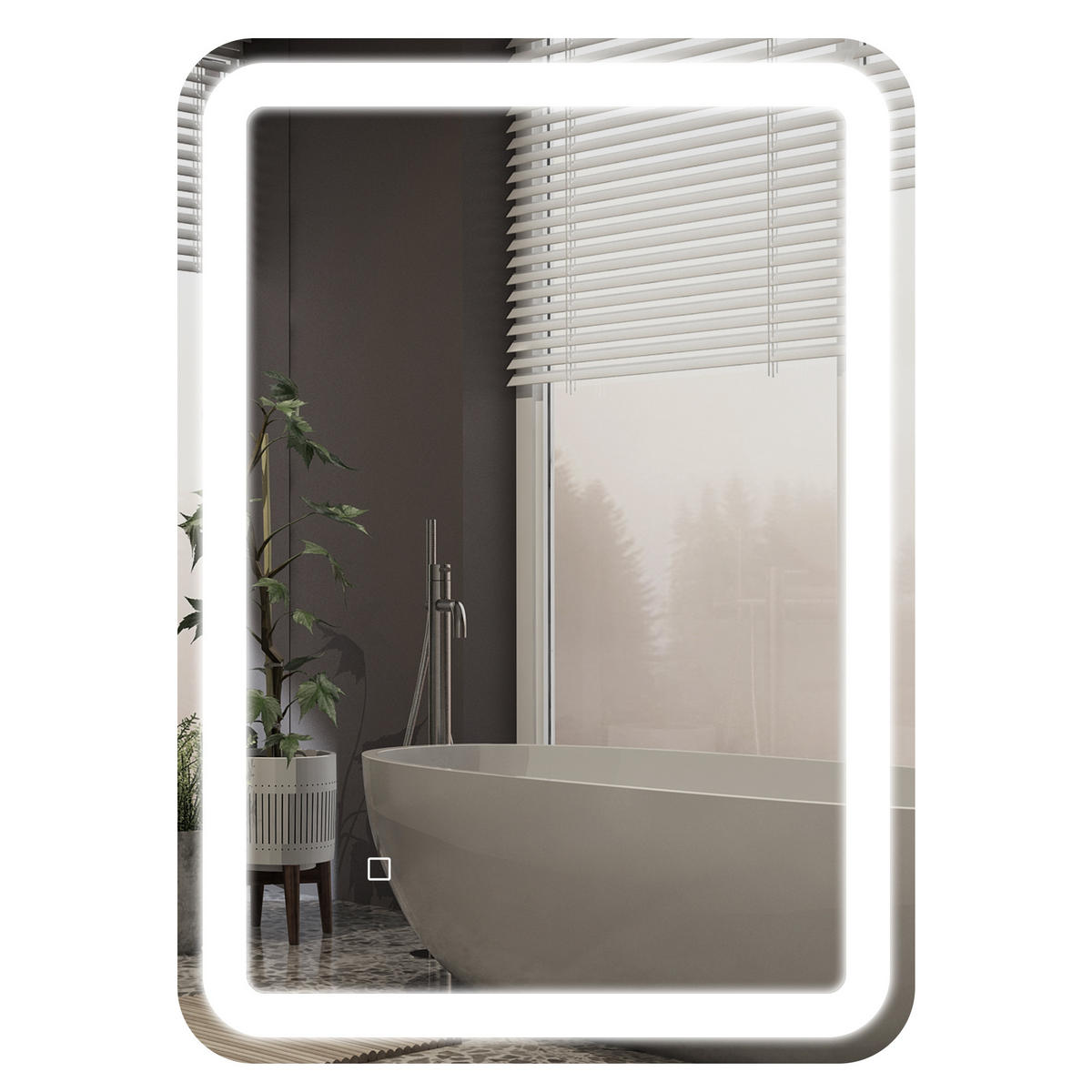 BADSPIEGEL, 50 x 70 cm LED Badezimmerspiegel mit 3 Lichtfarben, Wandspiegel - Silberfarben, Glas (70/4/50cm) - HOMCOM