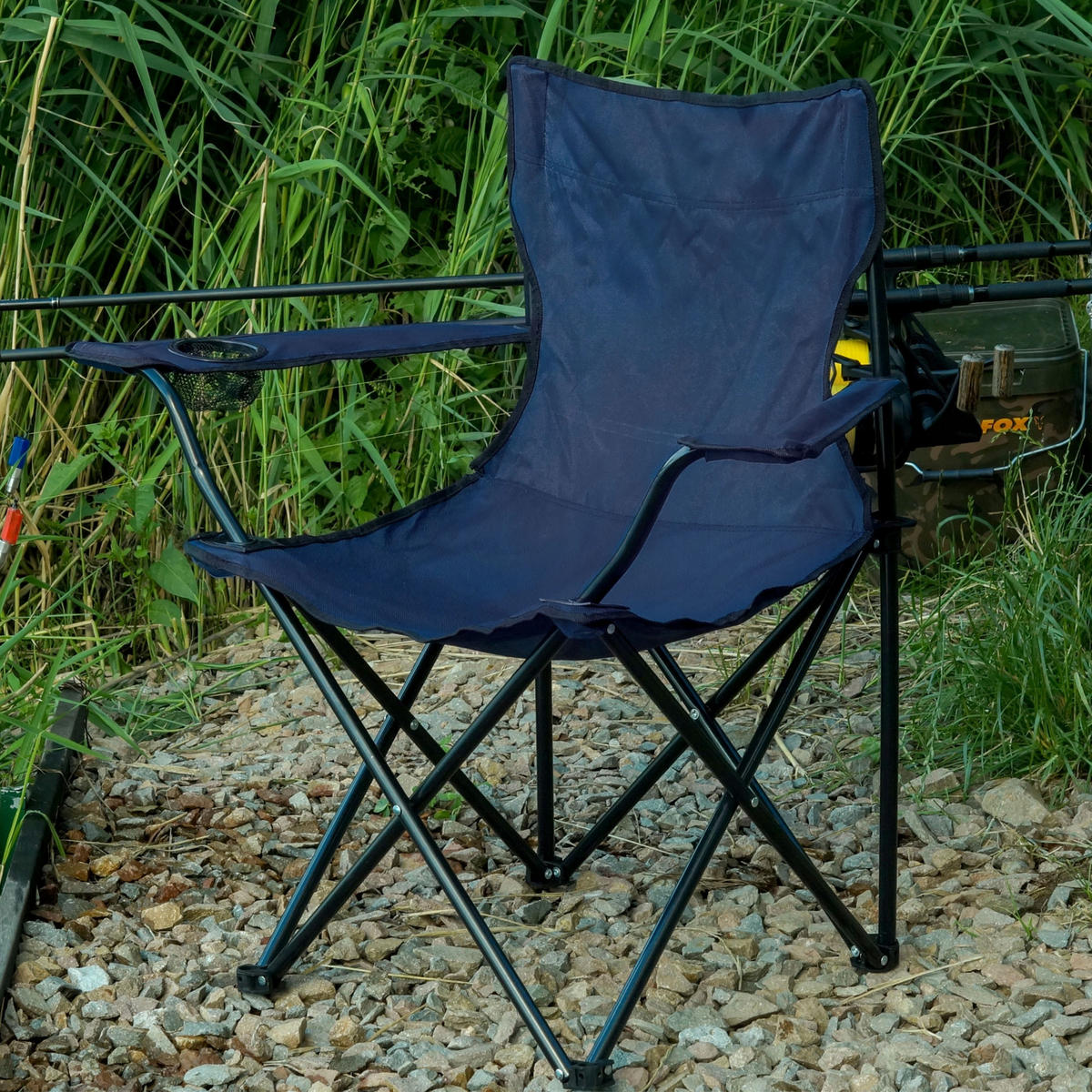 Klappstuhl 82 x 46 cm Blau - Blau, Metall (46/82cm) - KADAX