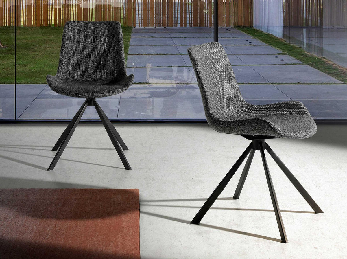 STUHL Drehstuhl aus dunkelgrauem Stoff 54/58/82 cm - Schwarz/Grau, Textil (54/82/58cm) - ANGEL CERDA