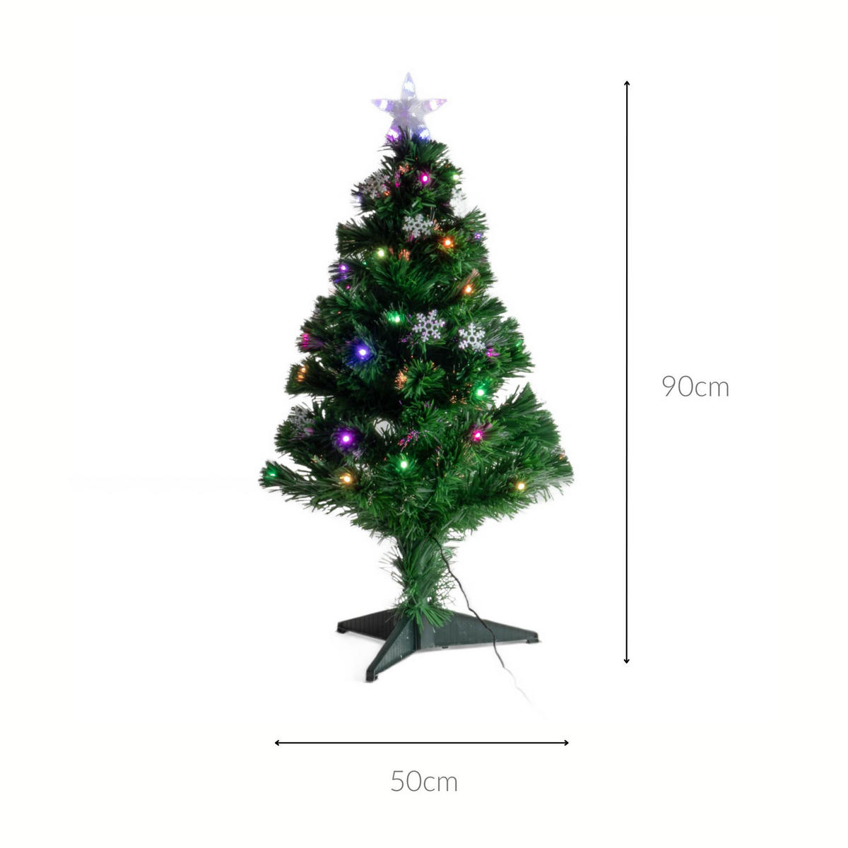 WEIHNACHTSBAUM mit Beleuchtung und Stern 50/50/90 cm - Grün, Kunststoff (50/90cm) - Fééric Lights and Christmas